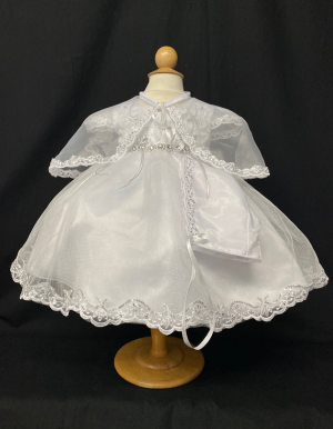 Girls Dress Style 2380 - Infant Baptism Dress with Maria Embroidered Bodice
